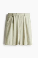 Knee-Length Linen-Blend Shorts