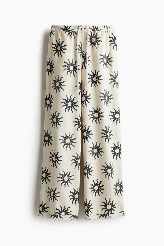 Linen-Blend Drawstring Pants