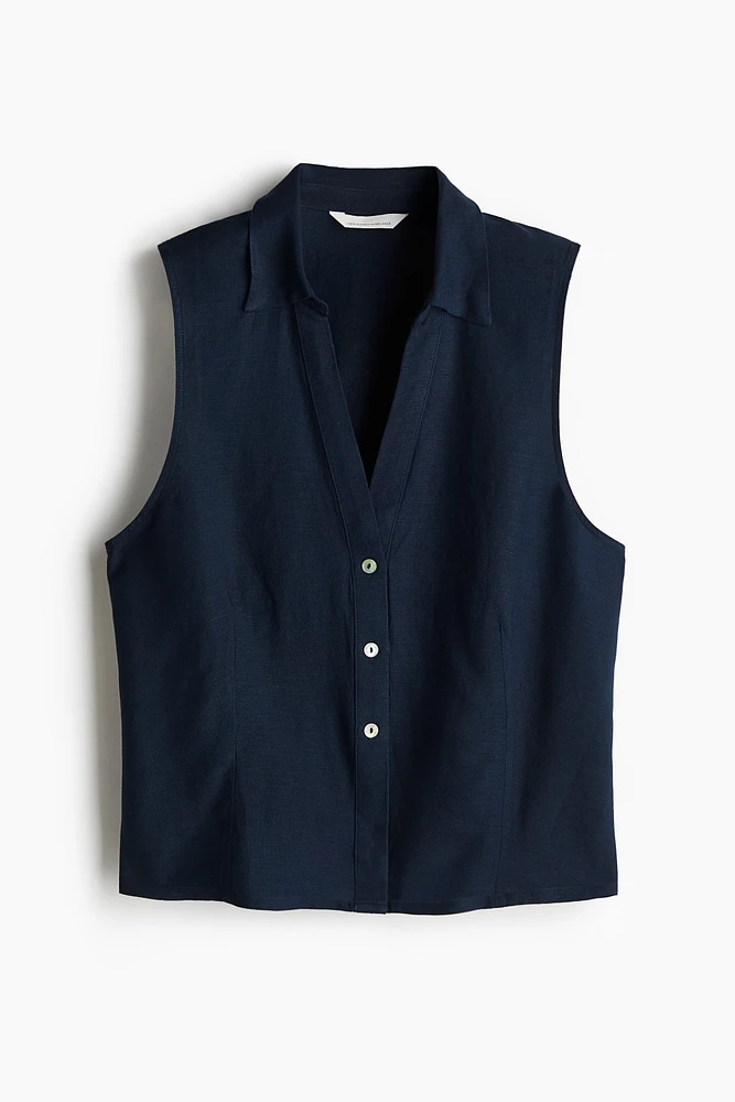 Sleeveless Linen-Blend Shirt