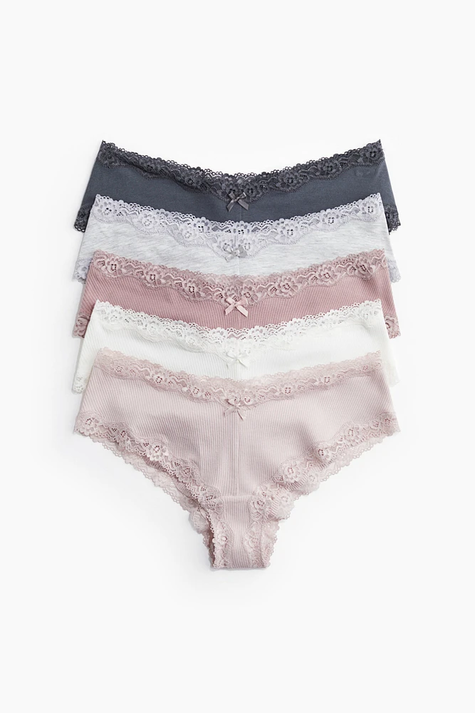 5-pack Cotton and Lace Hipster Briefs
