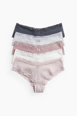 5-pack Cotton and Lace Hipster Briefs