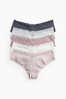 5-pack Cotton and Lace Hipster Briefs
