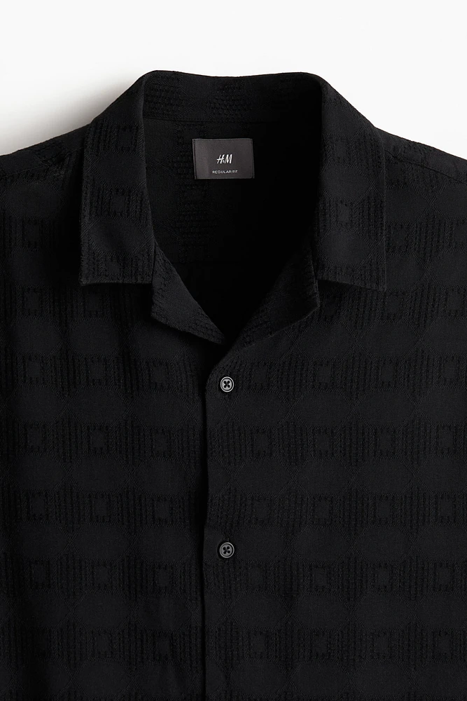 Regular Fit Jacquard-weave Resort Shirt