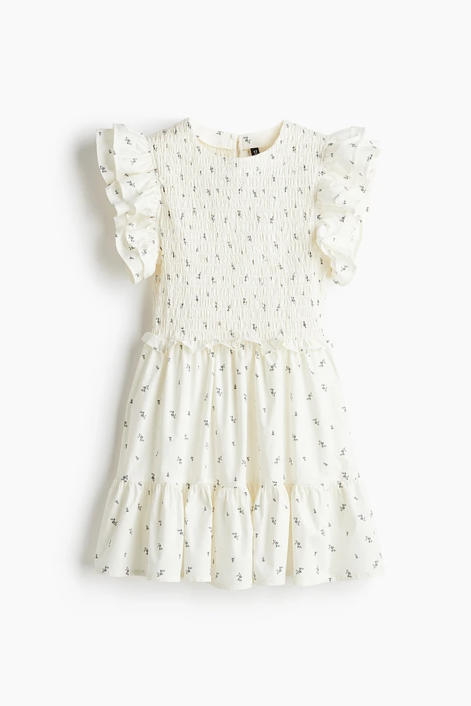 Flutter-Sleeved Poplin Dress