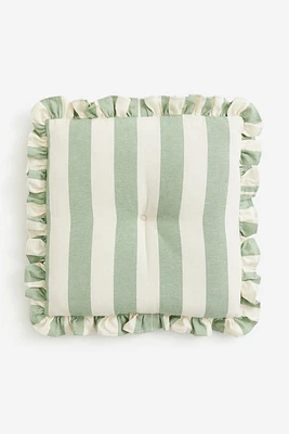 Ruffle-trimmed Cotton Seat Cushion