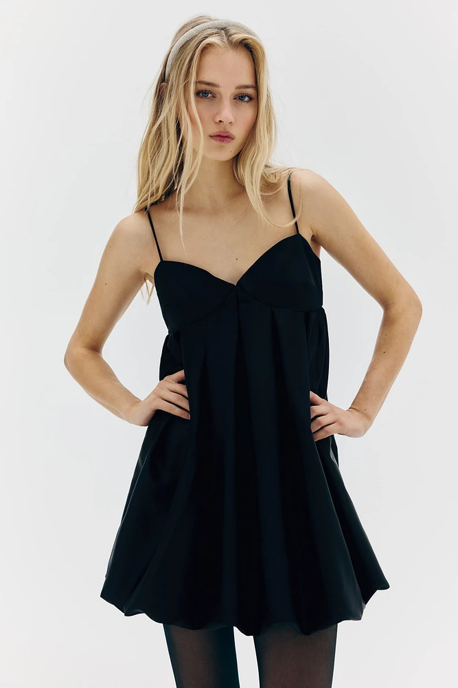 Pleated Bubble-Hem Dress