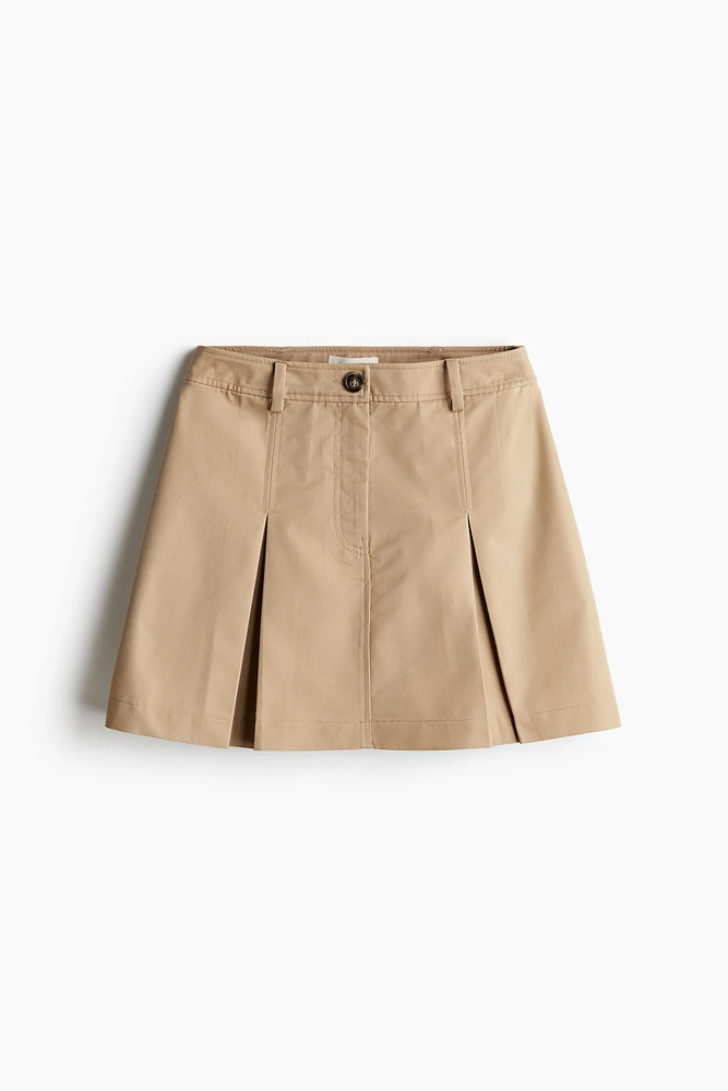 Pleated Twill Skirt