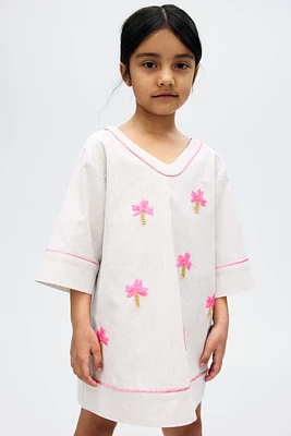 Robe à sequins en lin mélangé