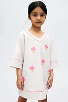 Robe à sequins en lin mélangé