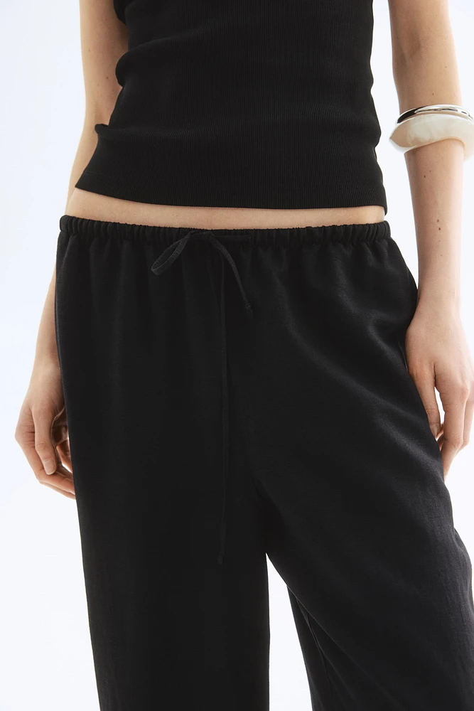 Straight linen-blend trousers