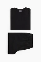 Linen-Blend Pajama T-Shirt and Shorts