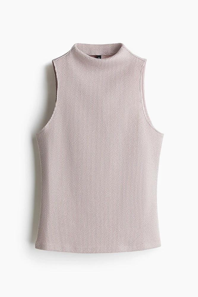 Glittery Mock Turtleneck Sleeveless Top