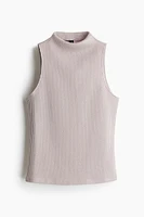 Glittery Mock Turtleneck Sleeveless Top
