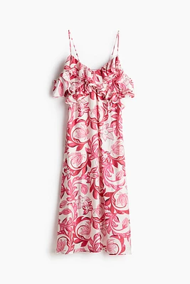 Flounced Open-shoulder Dress