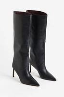 Knee-high Heeled Leather Boots