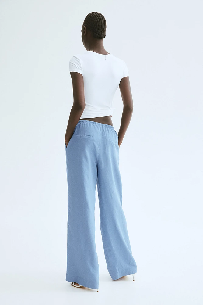 Straight linen-blend trousers