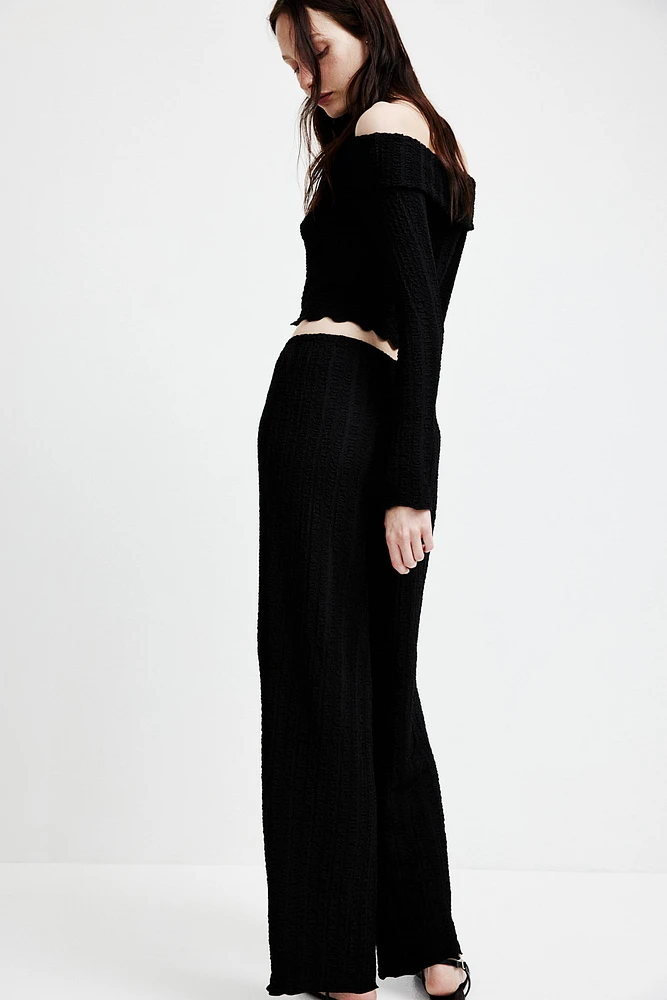 Wide-Leg Textured Pants