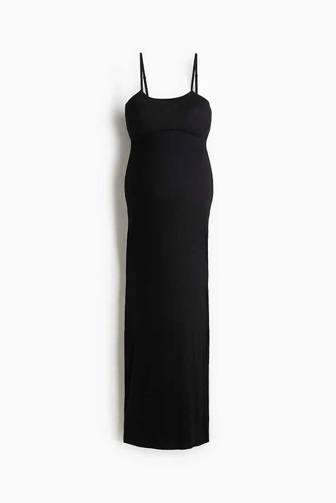 MAMA Rib-Knit Strappy Dress