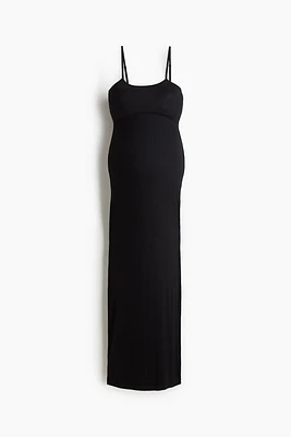 MAMA Rib-Knit Strappy Dress