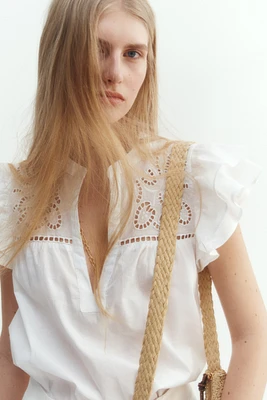 Blouse with Eyelet Embroidery