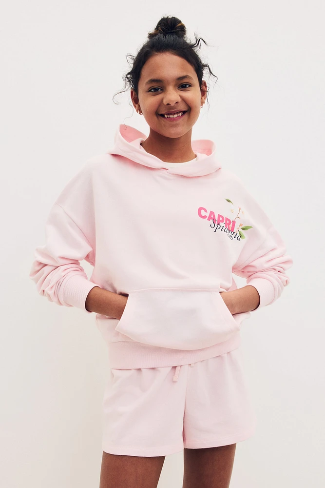 2-piece Brushed-Inside Hoodie and Shorts Set