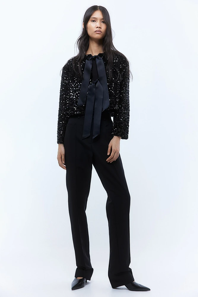 Sequined Bow-Front Jacket