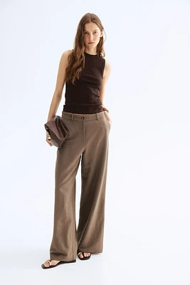 Wide-Leg Linen-Blend Pants