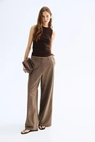 Wide-Leg Linen-Blend Pants