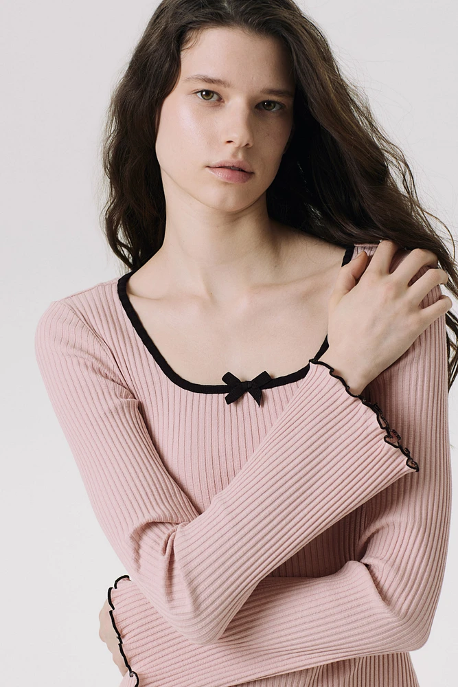 Ribbed Dress with Flared Skirt