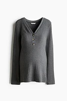 MAMA Rib-Knit V-Neck Top