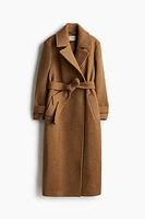 Wool-Blend Tie-Belt Coat