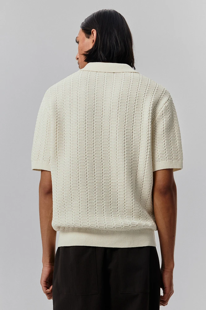 Regular-Fit Textured-Knit Polo Shirt