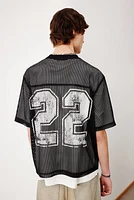 Oversized Fit Printed Mesh T-Shirt