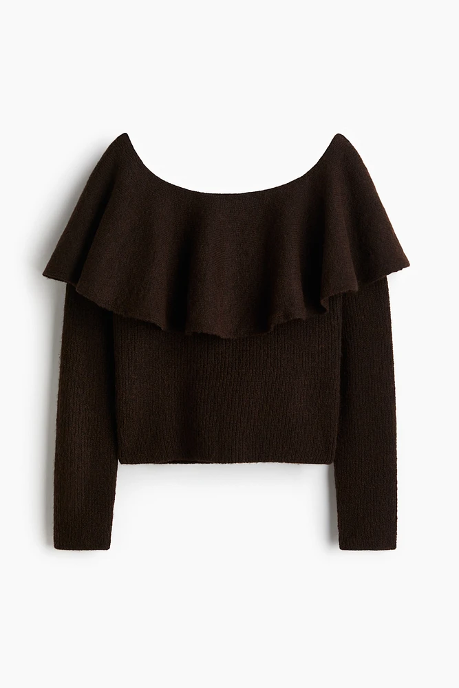 Flounced Off-the-Shoulder Sweater