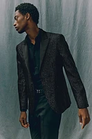 Regular Fit Single-Breasted Sequined Tuxedo Jacket