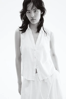 Linen-Blend Sleeveless Shirt