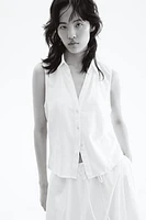 Linen-Blend Sleeveless Shirt