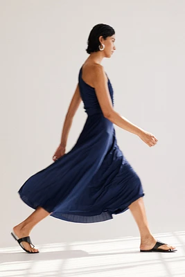 Pleated One-shoulder Dress