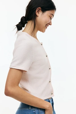 Short-Sleeved Fine-Knit Cardigan