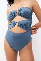 Padded-Cup Bandeau Swimsuit