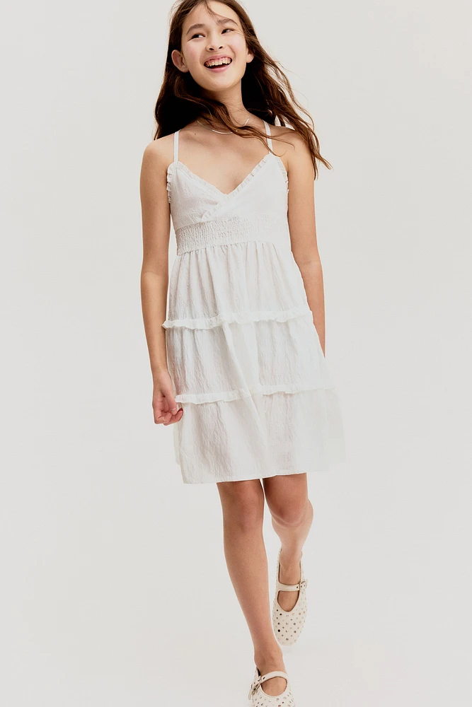 Robe smockée à volants