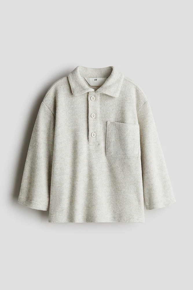 Rib-Knit Polo Shirt