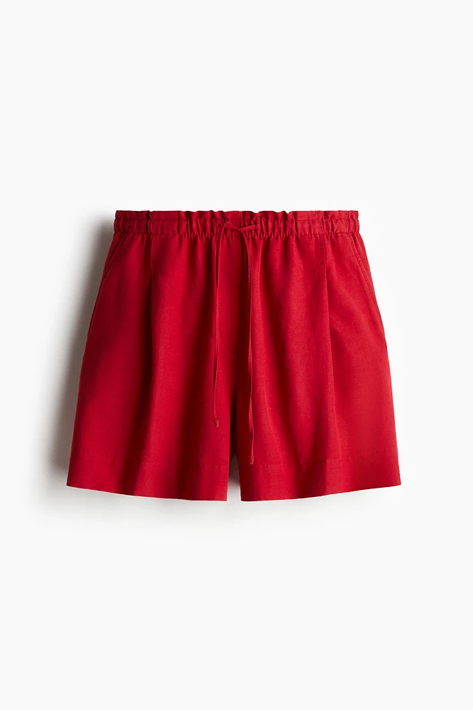 Linen-Blend Drawstring Shorts