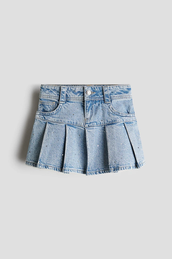 Pleated Denim Skirt