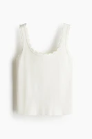 Scalloped-Edge Fine-Knit Tank Top