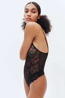 Plunge Thong Lace Bodysuit