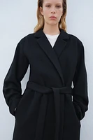 Brushed-Finish Tie-Belt Coat