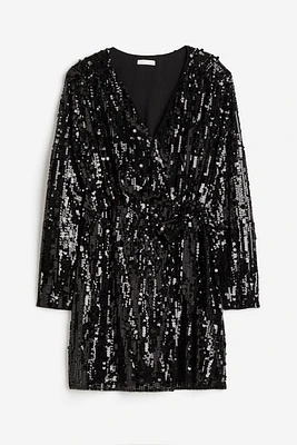 Sequined Wrap Dress