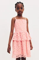 Flounce-Trimmed Lace Dress