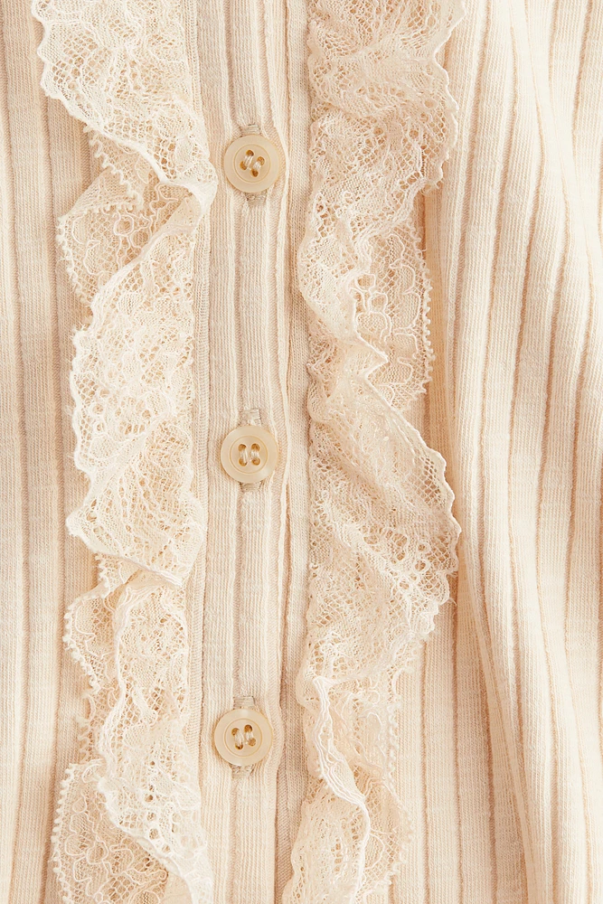 Camisole côtelée avec dentelle